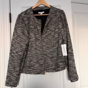 Liz Claiborne Black and White Tweed Zip up Blazer Jacket Size 18 Womens NWT